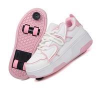 LIWLLIUA Zapatos con Ruedas para Niña y Niño Patines con 4 Ruedas, Zapatillas Deportivas al Aire Libre Retráctil, Zapatillas de Skateboarding Niñas Niños Adulto 30-40 EU,339 Pink,40 EU
