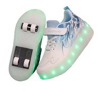 LIWLLIUA Zapatos con Ruedas para Niños y Niñas - Zapatillas Deportivas 2 en 1 con Patines Retirables de 4 Ruedas, LED Multicolor, Moda Skateboarding al Aire Libre,#102 Blue,37 EU