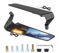 Liwogi 2 Piezas De Espejos Laterales De Motocicleta Con Luz LED, Espejo Retrovisores Universal para Motocicleta, 360° /210° Giratorio, Anti-oscilación, Diseño Aerodinámico