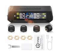 Liwogi Sistema de monitor de presión de neumáticos con modos de alarma, monitor solar TPMS universal, sistema de monitoreo de presión de neumáticos de coche con 4 sensores externos para coche, SUV
