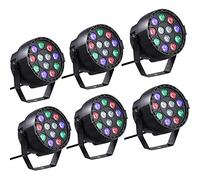 Lixada AC 90 - 240 V 12 luces LED Par 8 canales RGBW iluminación para escenario con DMX Strobe Sound Modo Activado para Discoteca Fiesta de Navidad Wall Wash (6 piezas)