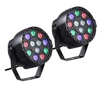 Lixada AC 90-240V 12 Luces LED Par Mezcla de color Luz de Escenario con Modo de activación por sonido y estroboscopio DMX para Interiores KTV Pub Bar Escuela de Bodas Show Xmas Club (2pcs)