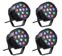 Lixada AC 90-240V 12 Luces LED Par Mezcla de color Luz de Escenario con Modo de activación por sonido y estroboscopio DMX para Interiores KTV Pub Bar Escuela de Bodas Show Xmas Club (4pcs)