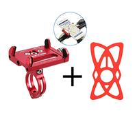 Lixada Antideslizante Bicicleta Soporte de Teléfono Ajustable Soporte de Montaje para 3.6-6.2 Inch Teléfono Móvil Inteligente con Correas de Reemplazo de Bandas de Seguridad de Silicona (Rojo)