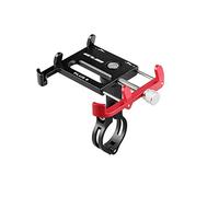 Lixada Bicicleta Teléfono Titular 360 Grado Giratorio Longitud Ajustable de Aluminio Manillar de Bicicleta de Montaje (Negro-Rojo)