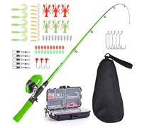 Lixada Caña de pescar y carrete para niños, juego completo de 1,5 m, telescópica, carrete de spincast, con gancho, cebo, barril, remolino, bolsa de almacenamiento