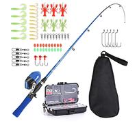 Lixada Caña de Pescar y Carrete para Niños, Kit Completo, Juego de Carrete Giratorio de Caña de Pesca Telescópica de 1,5 m con Anzuelos, Bolsa de Almacenamiento Giratoria de Barril