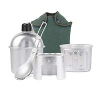 Lixada Cantimplora Militar para Camping de Aluminio Utensilios de Cocina Botella de Cantina Militar Al Aire Libre Kit de Cantina con Copa y Estufa para Camping Senderismo Mochilero