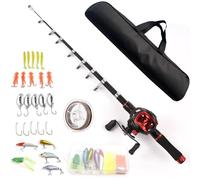 Lixada Combo de caña y Carrete de Pesca, Combo de caña de Pescar y Carrete, caña de Pescar telescópica de 2,1 m con Carrete de Baitcasting de Mano Izquierda