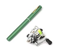 Lixada, equipo de pesca, caña plegable de 1 m / 1,4 m / 1,6 m, combo de carrete mini caña de pescar en forma de pluma, kit de 7 colores, caña plegada con rueda de carrete, verde