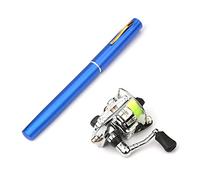 Lixada equipo de pesca, caña plegable de 1M/1,4M/1,6M, combo de carrete mini bolígrafo, kit de caña en forma de pluma de 7 colores, con rueda de carrete, azul