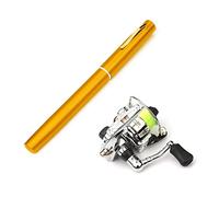 Lixada equipo de pesca, caña plegable de 1M / 1,4M/1,6M, combo de carrete mini en forma de bolígrafo, caña plegada con rueda de carrete, 7 colores, dorado