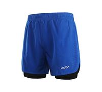 Lixada Hombres Pantalónes Cortos de Running 2-en-1, Pantalones Cortos de Atletismo, Pantalones Cortos de Fitness Maratón, Transpirable Pantalones+Secado Rápido