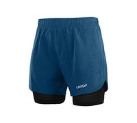 Lixada Hombres Pantalónes Cortos de Running 2-en-1, Pantalones Cortos de Atletismo, Pantalones Cortos de Fitness Maratón, Transpirable Pantalones+Secado Rápido