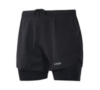 Lixada Hombres Pantalónes Cortos de Running 2-en-1, Pantalones Cortos de Atletismo, Pantalones Cortos de Fitness Maratón, Transpirable Pantalones+Secado Rápido