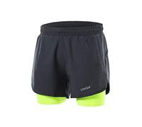 Lixada Hombres Pantalónes Cortos de Running 2-en-1, Pantalones Cortos de Atletismo, Pantalones Cortos de Fitness Maratón, Transpirable Pantalones+Secado Rápido