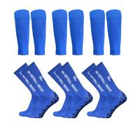 Lixada Juego de 3 Pares de Calcetines de fútbol Antideslizantes y Mangas de Pantorrilla para Deportes al Aire Libre, Calcetines elásticos para Correr, Calcetines de fútbol atléticos con empuñaduras