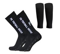 Lixada Juego de calcetines de fútbol antideslizantes y mangas de pantorrilla, calcetines elásticos para deportes al aire libre con agarres