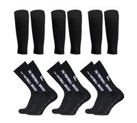 Lixada Juego de Calcetines de fútbol Antideslizantes y Mangas de Pantorrilla, Calcetines elásticos para Deportes al Aire Libre con agarres