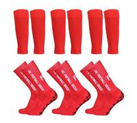 Lixada Juego de Calcetines de fútbol Antideslizantes y Mangas de Pantorrilla, Calcetines elásticos para Deportes al Aire Libre con agarres