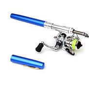 Lixada - Juego de carretes de pesca de bolsillo, 1 m / 1,4 m, mini caña de pescar telescópica + carrete de spinning ligero para principiantes y niños que viajan a la pesca, turquesa, 1.4M