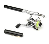Lixada Juego de carretes de pesca de bolsillo extensibles de 1 m/1,4 m, mini caña de pescar telescópica + carrete de spinning ligero para principiantes y niños, viajes a pesca