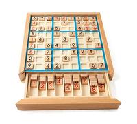 Lixada Juego de Rompecabezas de Madera Sudoku Juego de Sudoku de Madera con Cajón Math Brain Teaser Juguetes de Escritorio