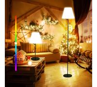 Lixada Lámpara de pie solar para exteriores con sensor de luz, regulable, blanco cálido y batería RGB, IP65, resistente al agua, recargable por USB, LED para interior