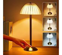 Lixada Lámparas de Mesita de Noche Táctil Regulable, LED Lámpara de Escritorio,3 Color Cristal de Mesa, USB Recargable Lampara de Noche LED para Dormitorio Salón Restaurante
