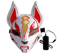 Lixada Máscara de Halloween Fox máscara facial completa luces de neón fiesta de Halloween pantalla LED oscuro brillante Cosplay máscara fiesta disfraz máscara