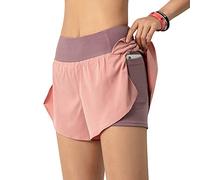 Lixada Mujeres Pantalones Cortos para Correr 2 en 1 con Bolsillo Cintura Ancha Capa de Cobertura Forro de Compresión Descansando Deporte Yoga Leggings Fitness Entrenamiento Athletic Gym