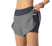 Lixada Mujeres Pantalones Cortos para Correr 2 en 1 con Bolsillo Cintura Ancha Capa de Cobertura Forro de Compresión Descansando Deporte Yoga Leggings Fitness Entrenamiento Athletic Gym