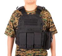 Lixada Outdoor Modular Molle Chaleco Caza Pecho Carrier Chaleco con Bolsillo Hidratación, Negro, Talla única