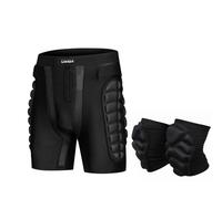 Lixada Pantalones Cortos de esquí al Aire Libre + Juego de Rodilleras Impermeables para monopatín, Snowboard, esquí para Mujeres y Hombres