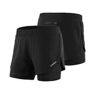 Lixada - Pantalones Cortos de Running 2 en 1 para Mujer, Secado rápido, Transpirable, Entrenamiento Activo, Mujeres Negras, M