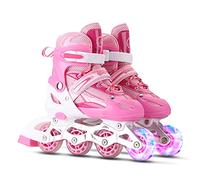 Lixada Patines en Línea con Ruedas Iluminadas para Niños y Adultos, Inline Skates Ajustables, Patines en Línea para Niños