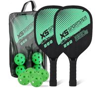 Lixada Raqueta Pickleball, Juego de Raquetas de Pickleball de Madera con 4 Bolas, Agarre ergonómico cómodo, Adecuado para Interiores y Exteriores, Adecuado para Principiantes