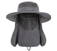 Lixada Sombrero para el Sol de ala Ancha con Solapa de Cuello Desmontable y Cubierta Facial Hombres Mujeres Gorra de Pesca Sombrero de Viaje Al Aire Libre