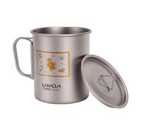 Lixada Ti Cup Outdoors, Taza de Viaje Liviana, Taza de Camping Ti con Tapa, Plegable, Linda café Hombre Jengibre, 450 Ml para Senderismo y Picnics (450ml)