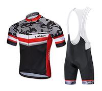 Lixada Traje Ciclismo Hombre, Ropa Ciclismo Hombre Culote Bicicleta Hombre Equipacion Ciclismo Hombre Mallot y Culot MTB, Jersey + Pantalones Cortos y Babero MTB TranspirableAcolchado para Ciclismo
