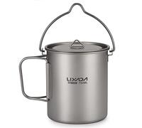 Lixada Ultralight Titanium Pot 750ml Camping sartén mango plegable con tapa exterior portátil camping picnic taza agua taza