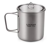 Lixada Ultralight Titanium Pot Taza de Agua Portátil Titanium Taza con Tapa y Mango Plegable Camping Al Aire Libre Cocina Picnic