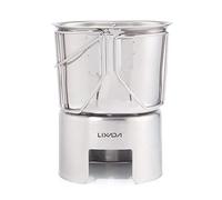 Lixada Utensilios de cocina de camping de acero inoxidable para cantimplora con estufa de leña, juego de supervivencia al aire libre, mochilero, senderismo, picnic