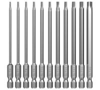 Lixiluxia Juego de 11 Puntas Destornillador Torx Set, Juego Puntas Torx Largas de 100 mm, Puntas Tipo Torx, Atornillador Imantadas, T6 T7 T8 T9 T10 T15 T20 T25 T27 T30 T40, Vástago Hexagonal de 1/4"