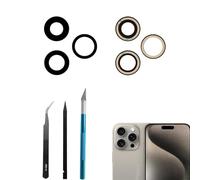 LiXiongBao 3 unids lente de repuesto para cámara trasera iPhone 15 PRO Max lente de la cámara trasera reemplazo cristal con kit de herramientas de reparación profesional