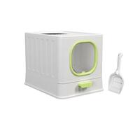 LIXIONGQUANLAL Pet Toilet Caja de Arena Cerrada for Gatos con Puerta y Pala, Entrada Superior Grande antisalpicaduras Litter Box(Green)