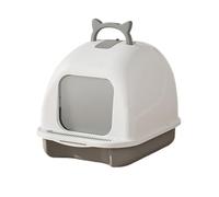 LIXIONGQUANLAL Pet Toilet Caja de Arena for Gatos Cerrada con Tapa y Pala, a Prueba de Fugas, fácil de Limpiar, Antiadherente Litter Box(Gray)