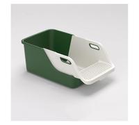 LIXIONGQUANLAL Pet Toilet Caja de Arena Grande y Abierta for Gatos con Bordes Altos: antisalpicaduras y fácil de Limpiar. Ideal for Todo Tipo de Gatos. Litter Box(Green)