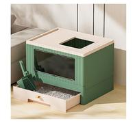 LIXIONGQUANLAL Pet Toilet Caja de Arena Plegable for Gatos con Tapa y Pala, Inodoro Cerrado con Entrada Superior y antisalpicaduras. Litter Box(Green)