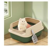 LIXIONGQUANLAL Pet Toilet Caja de Arena semiabierta for Gatos con Bordes Altos, antisalpicaduras y fácil de Limpiar Litter Box(Green,L)